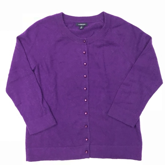 Lands' End Sweaters - Lands End Women’s Cashmere Cardigan Purple Medium